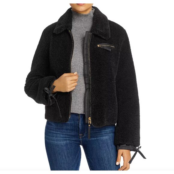 TORY BURCH Tie-Cuff Faux Fur Jacket Sz Medium‎ - Picture 1 of 6